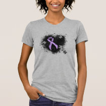 Lavender Awareness Ribbon Grunge Heart T-Shirt