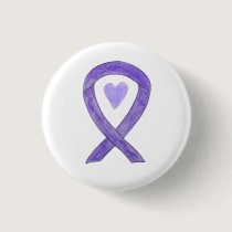 Lavender Awareness Ribbon Heart Art Pin Button