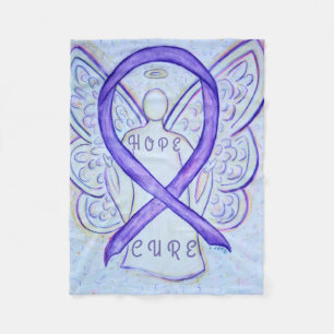 Lavender Awareness Ribbon Hope Cure Angel Blanket