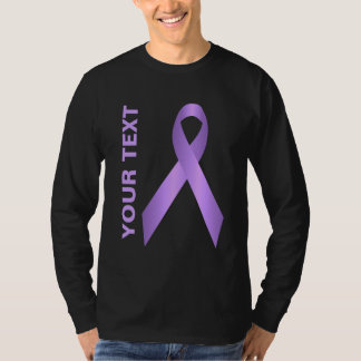Lavender Awareness Ribbon Mens Black LS T T-Shirt