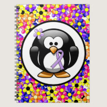 Lavender Awareness Ribbon Penguin Notebook