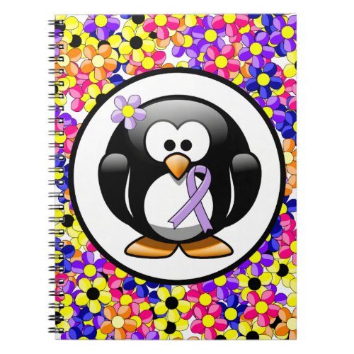 Lavender Awareness Ribbon Penguin Notebook