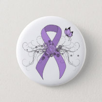 Lavender Awareness Ribbon with Butterfly Button