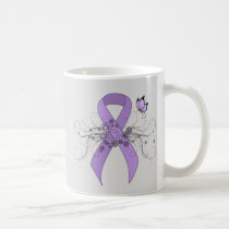 Lavender Awareness Ribbon with Butterfly Coffee Mug