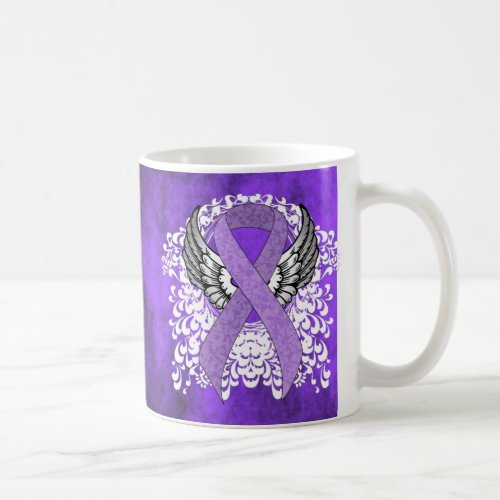 Lavender Awareness Ribbon with Wings Coffee Mug