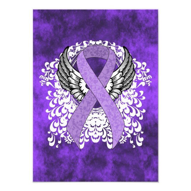 Lavender Awareness Ribbon with Wings Photo Print (Front)