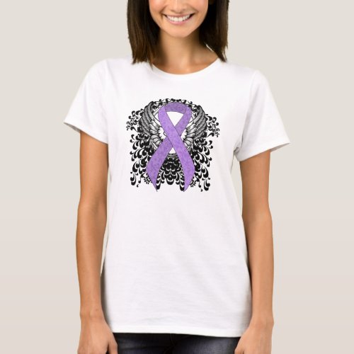 Lavender Awareness Ribbon with Wings T_Shirt