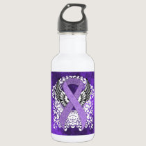 Lavender Awareness Ribbon with Wings Water Bottle