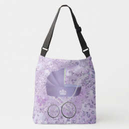Lavender Baby Carriage Bokeh Bling Crossbody Bag