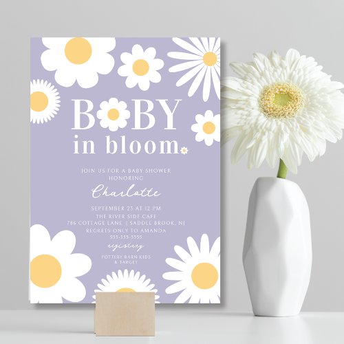 Lavender Baby In Bloom Baby Shower Invitation