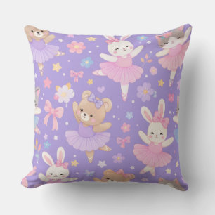 Lavender Baby Nursery Pillow-Cute Ballerina Bunny Throw Pillow