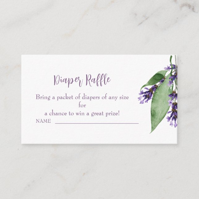 Lavender Baby Shower Diaper Raffle Enclosure Card (Front)