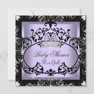 Lavender Baby Shower Girl Princess Tiara Lace Invitation
