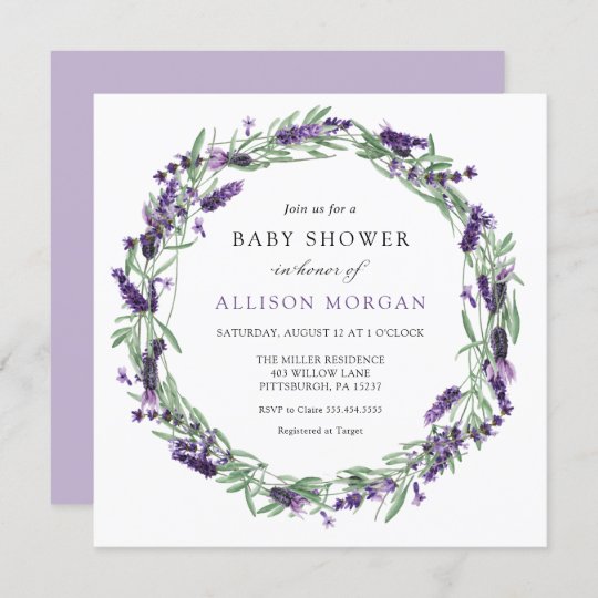 Lavender Baby Shower Invitation