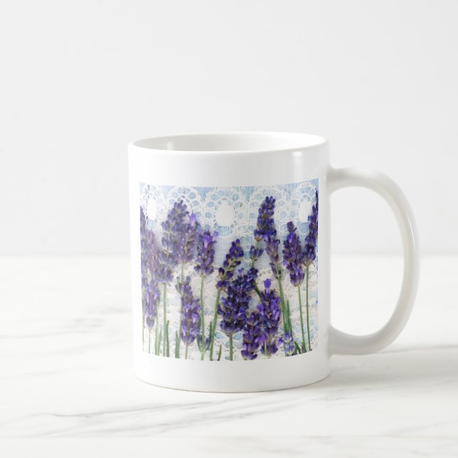 lavender background coffee mug (Right)