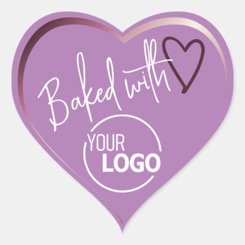 Lavender Baked with Love Homemade Baking Logo Heart Sticker