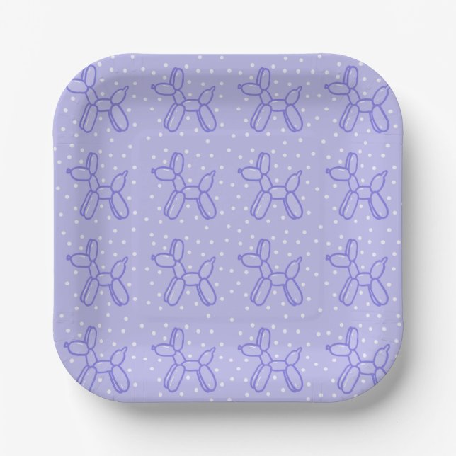 Lavender Balloon Dog Paper Plates (Front)