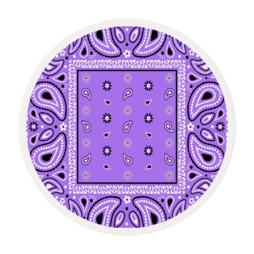 Lavender Bandana Purple Paisley Party Edible Frosting Rounds