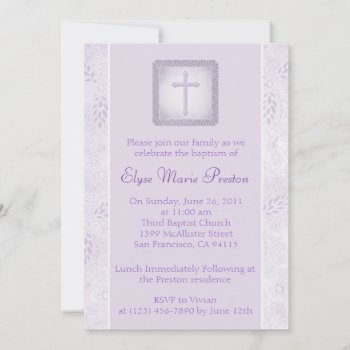 Lavender Baptism/christening Invitation by TreasureTheMoments at Zazzle
