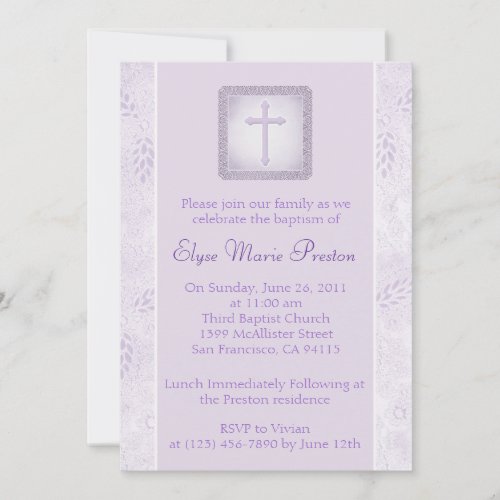 Lavender Baptism/Christening Invitation
