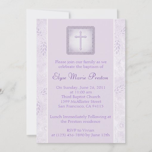 Lavender Baptism/Christening Invitation | Zazzle