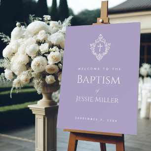 Lavender Baptism Welcome Cross in Crest Purple Foam Board