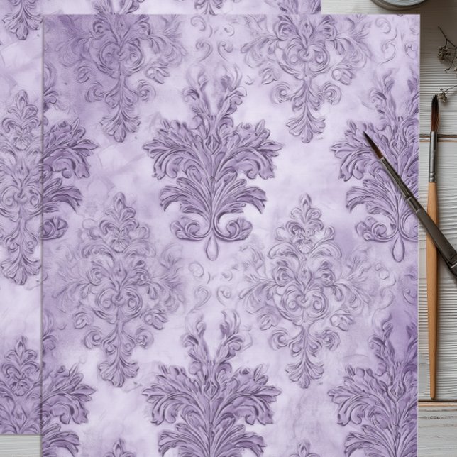 Lavender Baroque Scroll  Tissue Paper (Purple Lavender Baroque Tissue Paper)