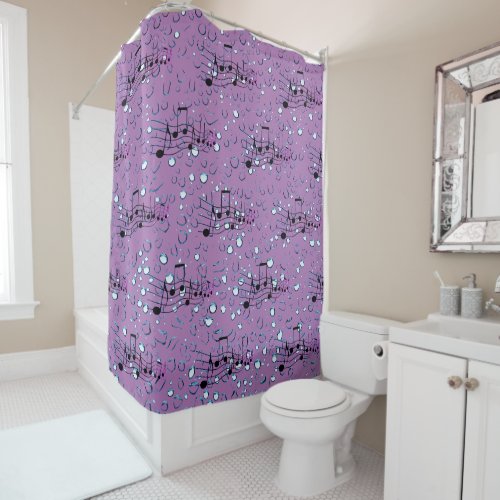 Lavender  Bath _ Music Fun  Shower Curtain