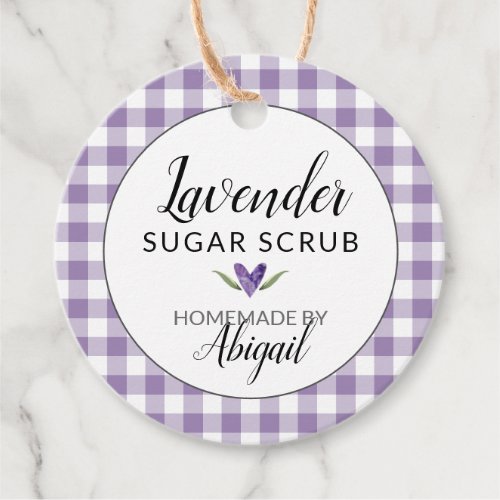 Lavender Bath Salts and Sugar Scrub Gingham Favor Tags
