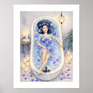 Lavender Bath Serenity – Floral Spa Watercolor Poster
