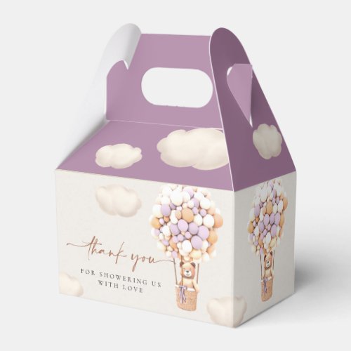 Lavender Bear Balloons Favor Box
