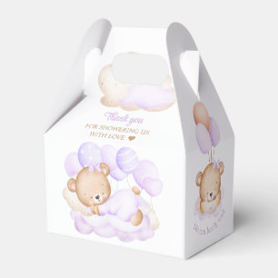 Lavender Bear Girl Baby Shower Favor Box