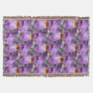 Lavender Bearded Iris Flower Nature Pattern Throw Blanket