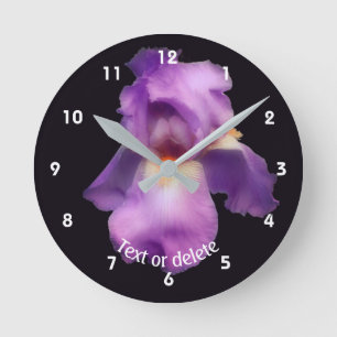 Lavender Bearded Iris Flower Personalized   Round Clock