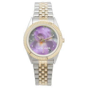 Lavender Bearded Iris Flower Personalized Watch