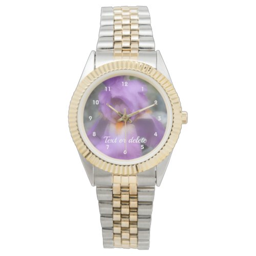 Lavender Bearded Iris Flower Personalized  Watch