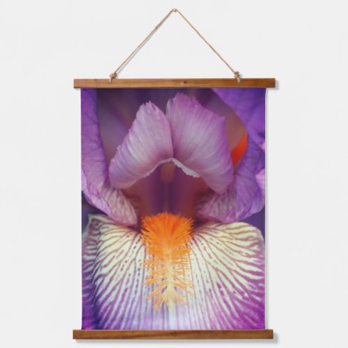 Lavender Bearded Iris Flower Petal Close Up  Hanging Tapestry