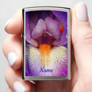 Lavender Bearded Iris Flower Petal Personalized Zippo Lighter