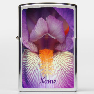 Lavender Bearded Iris Flower Petal Personalized Zippo Lighter