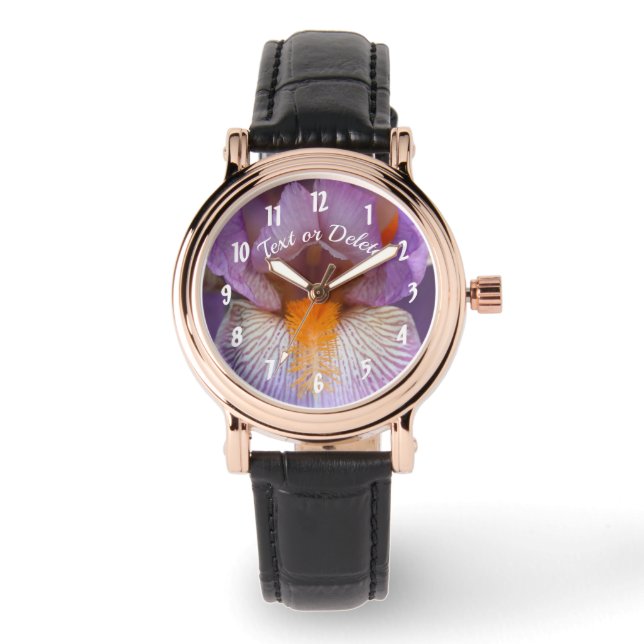 Lavender Bearded Iris Flower Petals Personalized  Watch (Front)