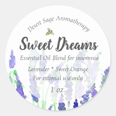 Lavender Bee Essential Oil Aromatherapy Label