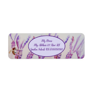 Lavender Bee Flower Art Watercolour  Bee Happy Ret Label