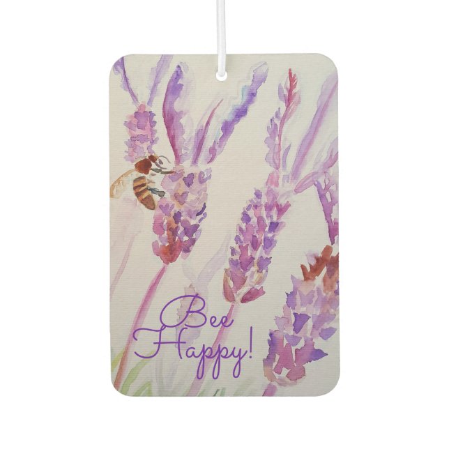 Lavender Bee Happy Herb Watercolor Flower Air Freshener (Front)