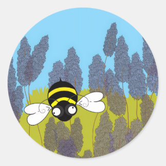 Lavender Bee Round Sticker