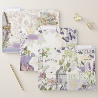 Lavender Bees File Folders