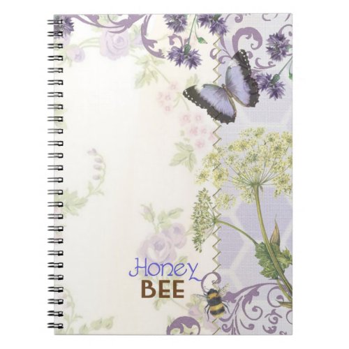 Lavender Bees Spiral Photo Notebook