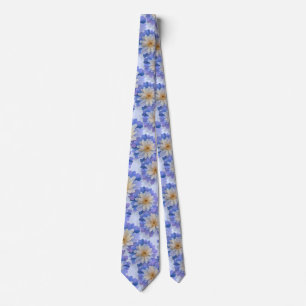 Lavender Beige Daisy Floral Pattern Neck Tie