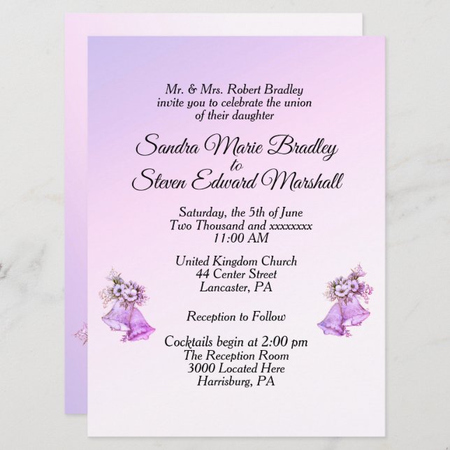 Lavender Bells Wedding Invitation (Front/Back)