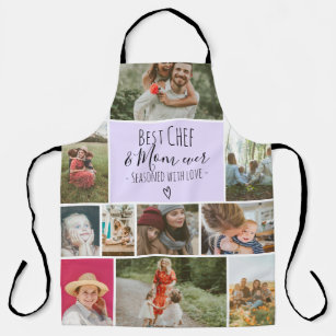 Lavender Best chef and mom ever photo collage grid Apron