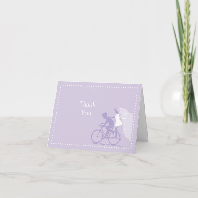 Lavender Bicycle Couple Thank You Note (Front)